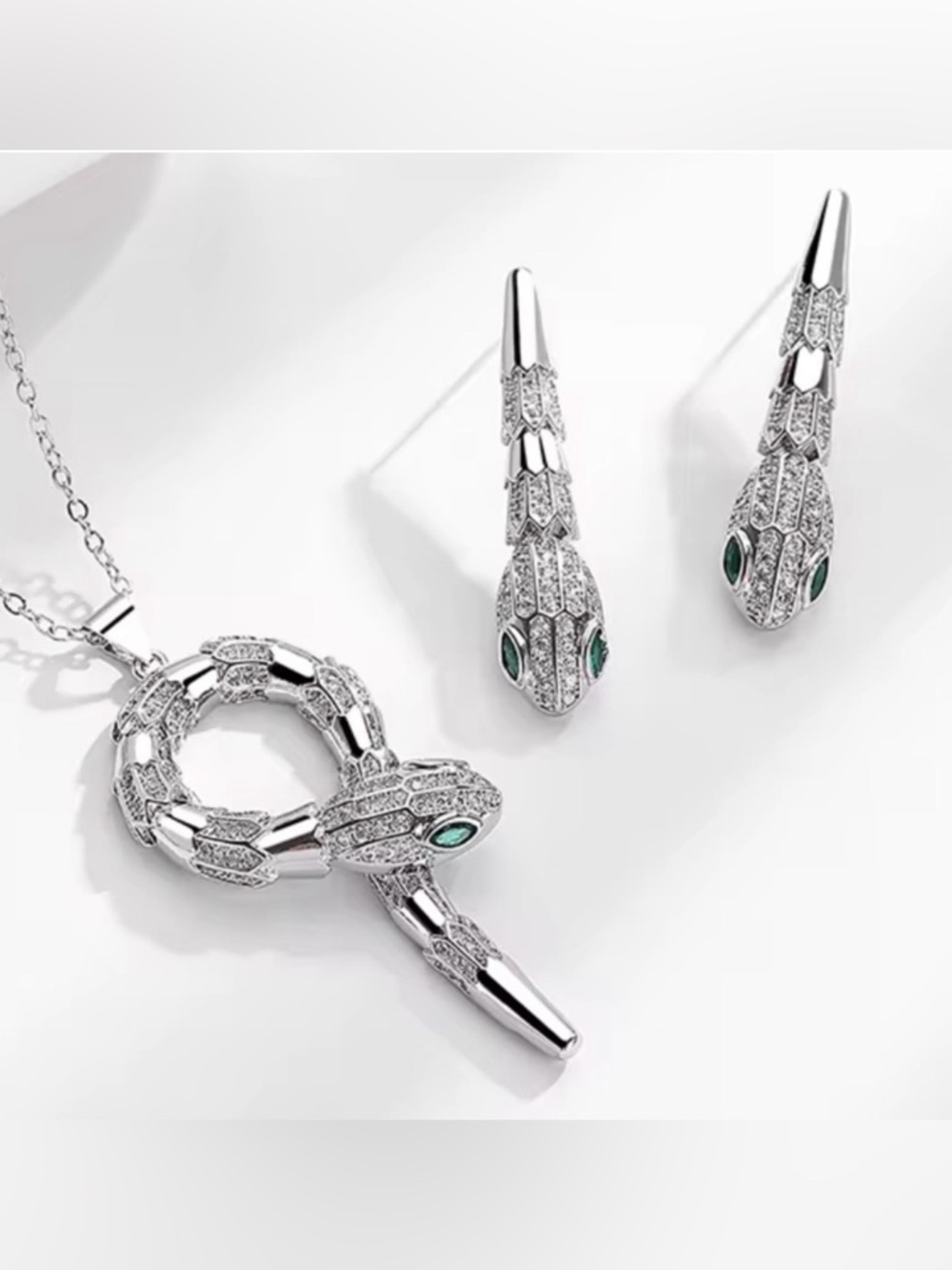 Snake Necklace & Earrings Set – Serpenti Style Jewelry